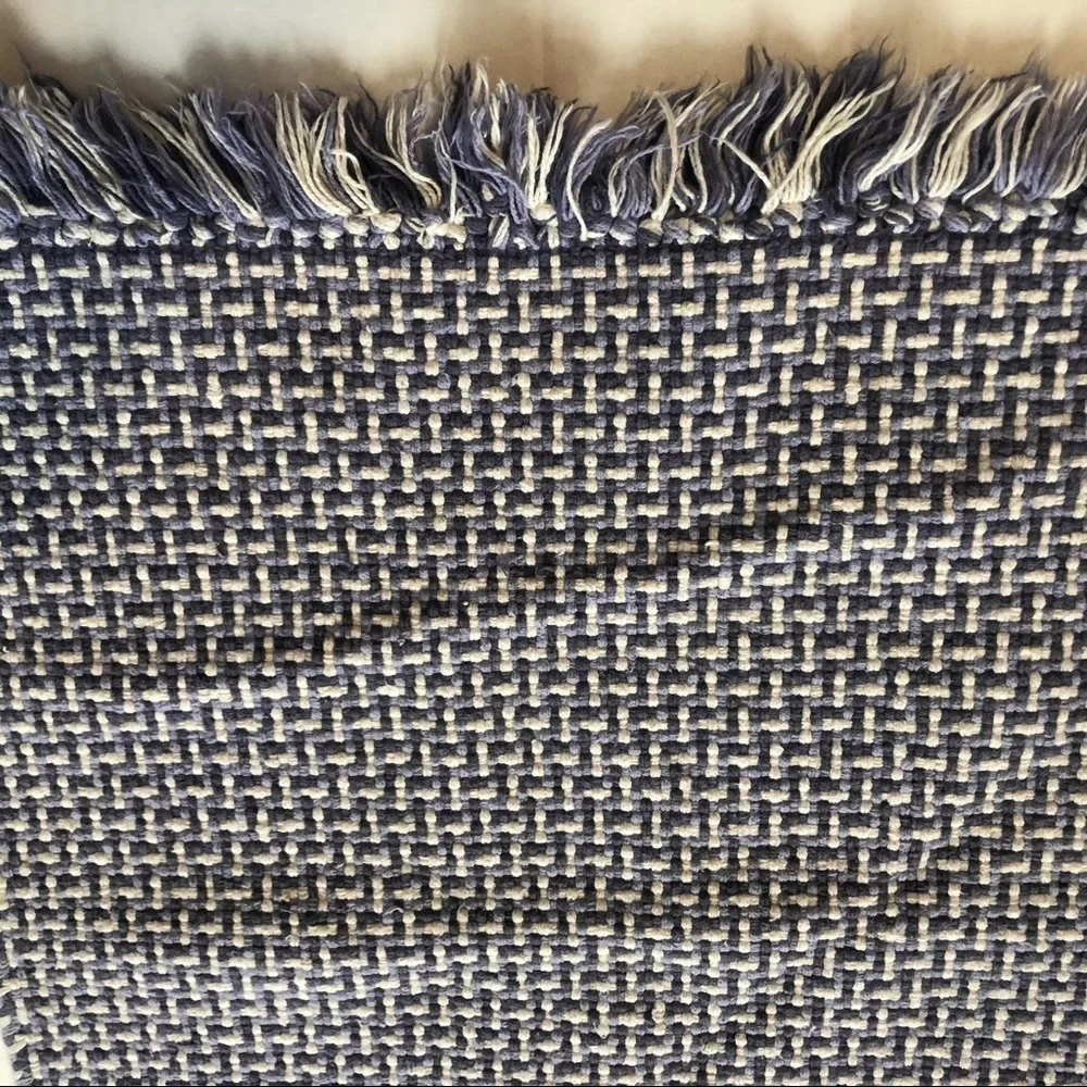 PURPLE & white Braided Throw Mat w/ Fringe